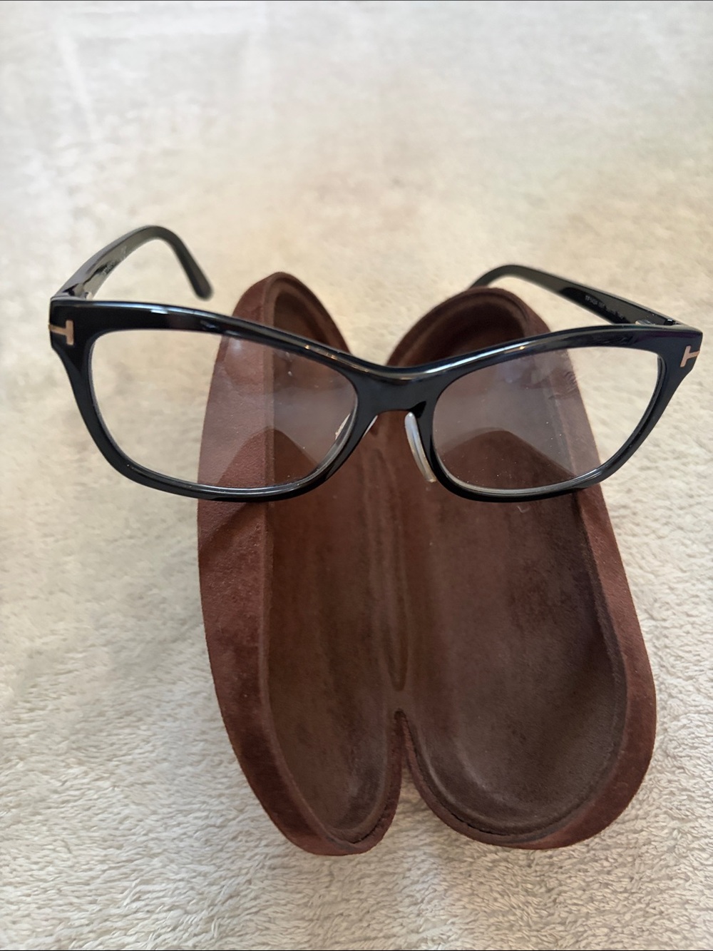 Tom Ford Black Cat-Eye Optical Glasses with Gold Accents